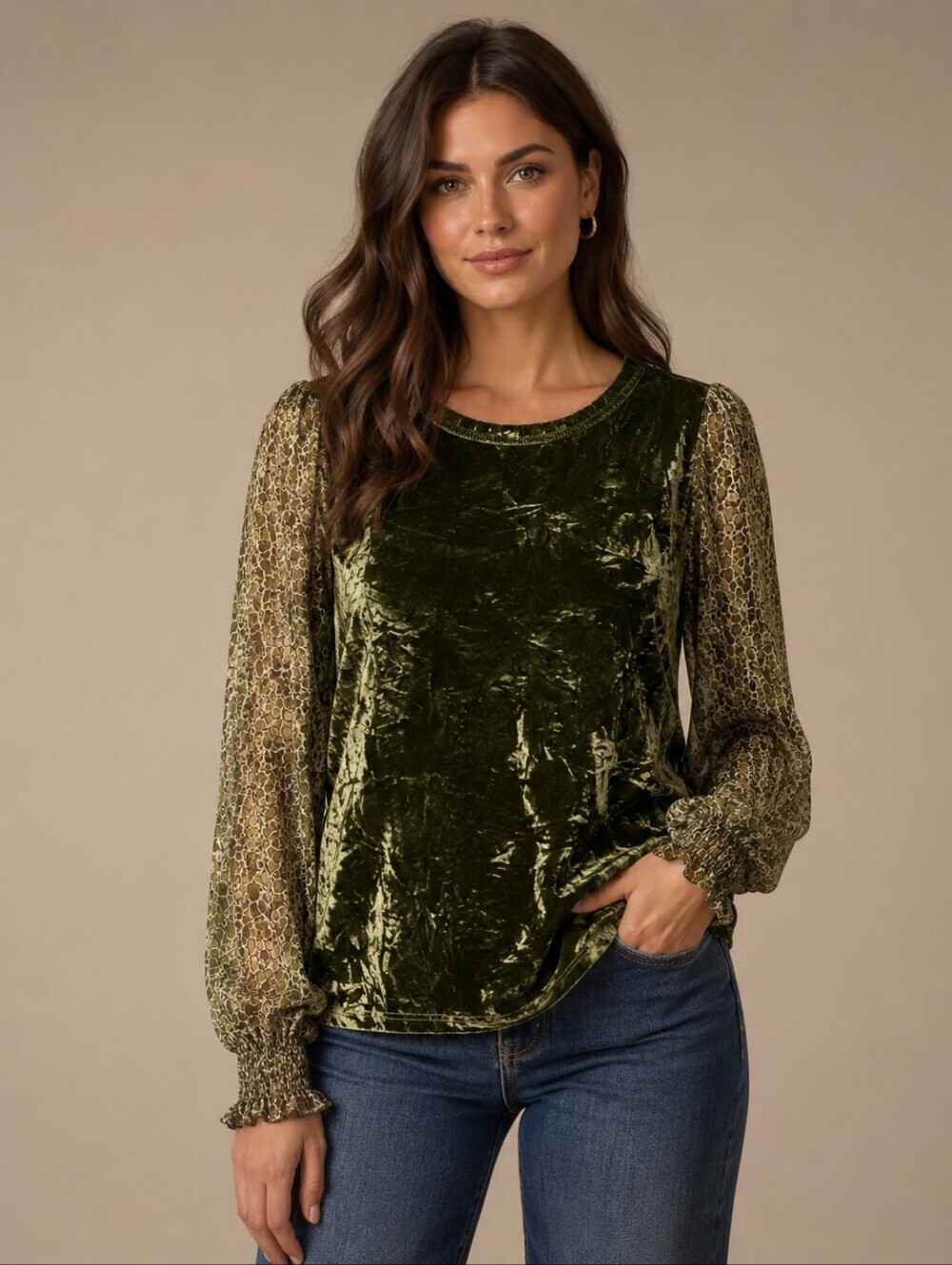 ❤️ JOY JOY CRUSHED VELVET PUFF SLEEVE TOP, XS